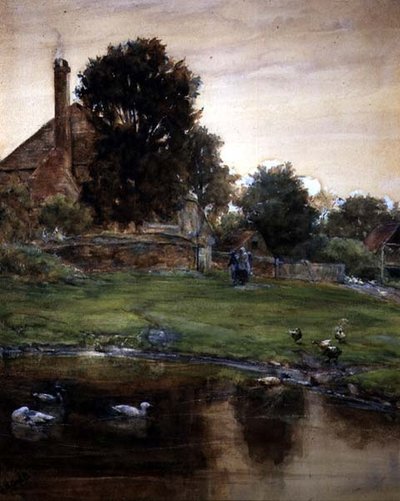 The Duck Pond (akvarel, tužka a tělová barva na papíře) od Claude Hayes