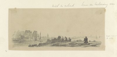 Krajina s kanálem, rybáři a mlékařem Recueil de quatre-vingt-cinq estampes originales (název série) od Claude Henri Watelet (possibly)