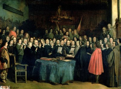 Přísaha o ratifikaci smlouvy z Munsteru, 15. května 1648, kolem roku 1837 od Claude Jacquand