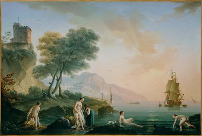 Koupající se dívky na břehu moře (malba na plátně) od Claude Joseph Vernet