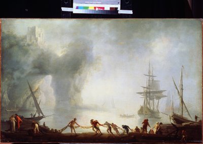 Svítání nad Capri, mlha. Obraz Clauda Josepha Verneta (1714-1789). Olej na plátně, 92 x 150 cm, kolem 1745. Francouzská škola 18. století. Puškinovo muzeum výtvarných umění, Moskva. od Claude Joseph Vernet