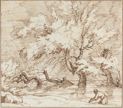 Stromy se odráží v potoce od Claude Joseph Vernet