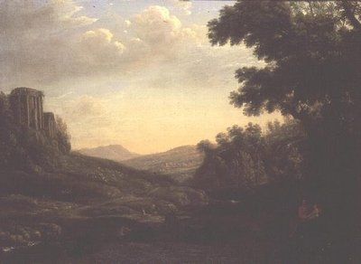 Rozsáhlá zalesněná krajina se zničeným chrámem (olej na plátně) od Claude Lorrain