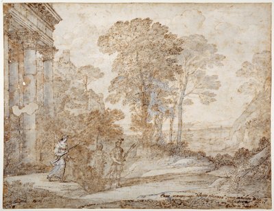 Setkání mezi Venuší a Aeneem, kolem roku 1678 (pero a inkoust s mytím na papíře) od Claude Lorrain