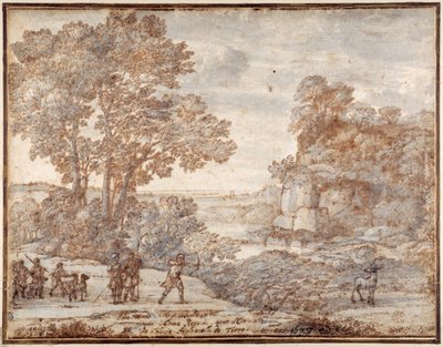 Ascanius střílí jelena Sylvie, kolem roku 1680 (pero a inkoust s perem na papíře) od Claude Lorrain