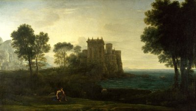 ""Krajina s Psyché mimo palác Amor nebo začarovaný hrad) Malba Clauda Lorraina (1600-1682) Olej na plátně 1664 Dim 87, 1 x 151,3 cm Národní galerie, Londýn od Claude Lorrain