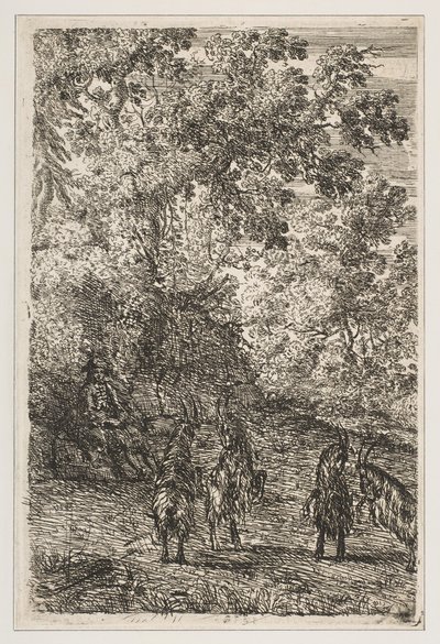 Čtyři kozy levá sekce koz, ca. 1630-33. od Claude Lorrain