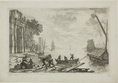 Přístavní scéna s vycházejícím sluncem od Claude Lorrain