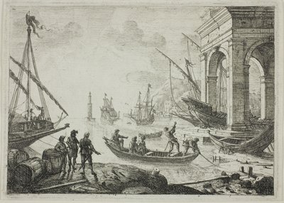 Přístavní scéna s majákem od Claude Lorrain