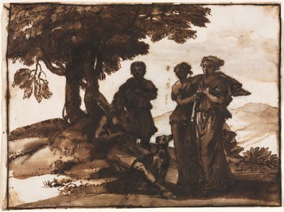 Pastorační scéna s klasickými postavami, c. 1640-1645. od Claude Lorrain