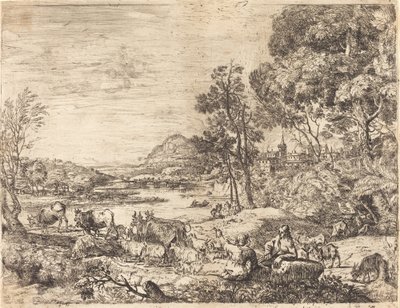 Pastýř a pastýřka konverzující v krajině (Berger et bergère conversant) od Claude Lorrain