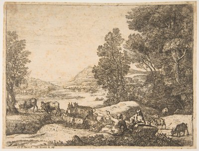 Pastýř a pastýřka konverzují v krajině, ca. 1651. od Claude Lorrain