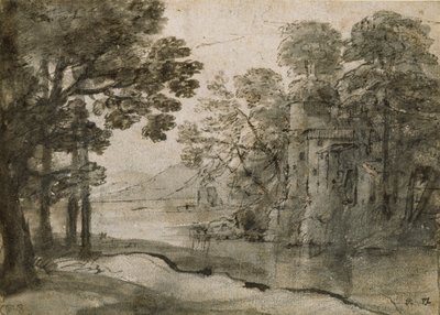 Vodní mlýn mezi stromy, c1635-1638 od Claude Lorrain
