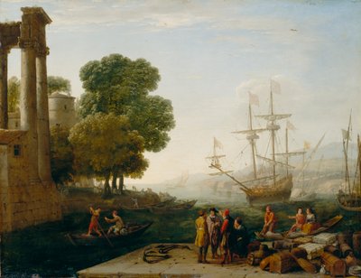Přístav při západu slunce, 1643 (olej na měděném panelu) od Claude Lorrain