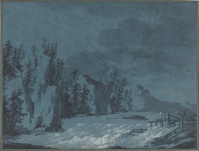 River Rapids u Wooded Cliffs od Claude Louis Chatelet
