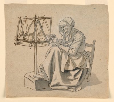 Kresba, Stará žena předoucí, 1810-30 od Claude Louis Desrais