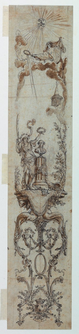 Kresba, Návrhy malovaných panelů s Fortune a Jacquesem Neckerem, 1788-90 od Claude Louis Desrais