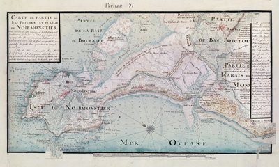 Atlas 131 H.fol 71 Mapa části Bas-Poitou a Ile de Noirmoutier, 1703 (pero, inkoust a wc na papíře) od Claude Masse