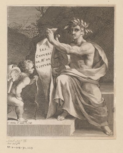 Apollo en een amor The Works of Mr. de Voiture (název na objektu) Název stránky: Vincent de Voiture, Díla Vincenta de Voiture, 1650 od Claude Mellan