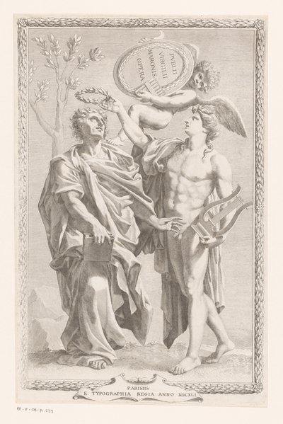 Apollo korunuje Publius Vergilius Maro Název stránky: Publius Vergilius Maro, Opera Publius Virgilius Maronis, 1641 od Claude Mellan