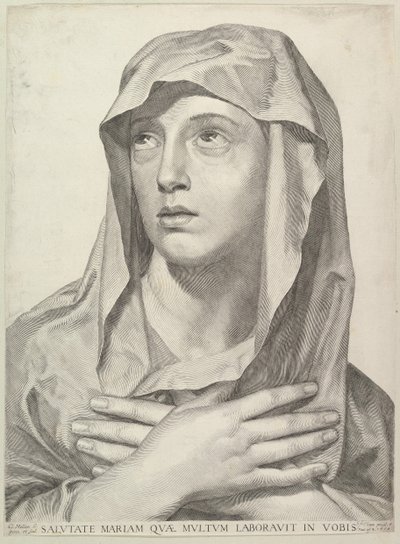 Busta Panny Marie, 1650. od Claude Mellan