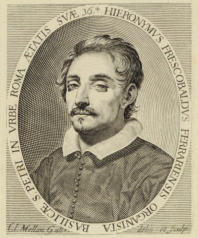 Girolamo Frescobaldi (1583-1643), rytina Clauda Mellana (1619). od Claude Mellan