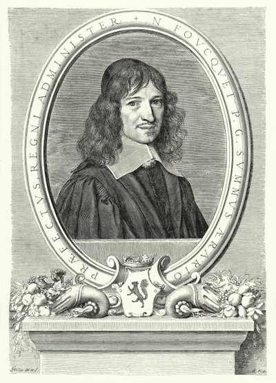 Nicolas Fouquet, superintendent financí ve Francii za Ludvíka XIV (rytina) od Claude Mellan