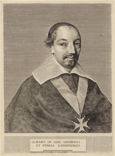 Portrét Clauda de Rebé, arcibiskupa z Narbonne od Claude Mellan