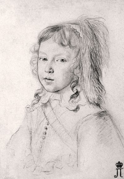 Portrét krále Ludvíka XIV. (1638-1715) jako dítě (Portrét krále Ludvíka XIV. (1638-1715) jako dítě) Claude Mellan (1598-1688) - Černá křída na papíře od Claude Mellan