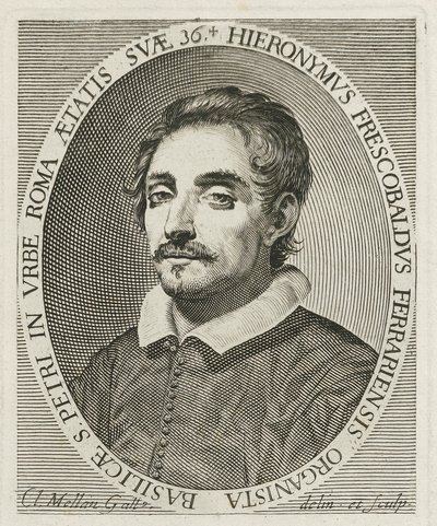Portrét skladatele Girolama Frescobaldiho 1583-1643, 1634 od Claude Mellan