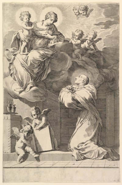 Svatý Bernard klečící před Pannou a dítětem, 1640. od Claude Mellan