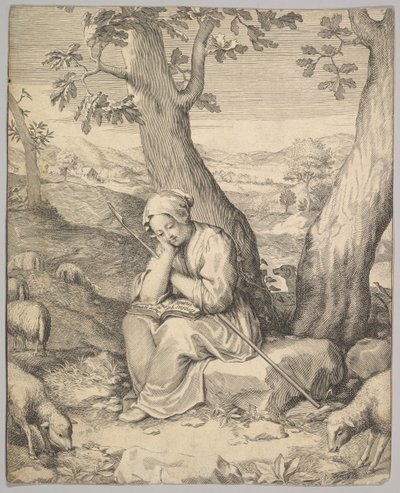 Svatá Genevieve. od Claude Mellan
