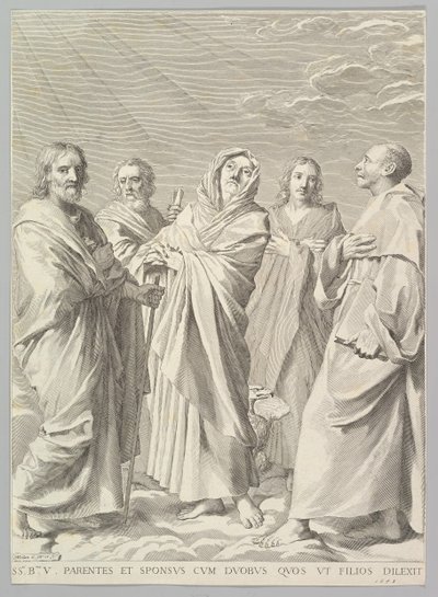 Sts. Anny, Josefa, Joachima, Bernarda a Jana Evangelisty Příbuzenství Panny, 1648. od Claude Mellan