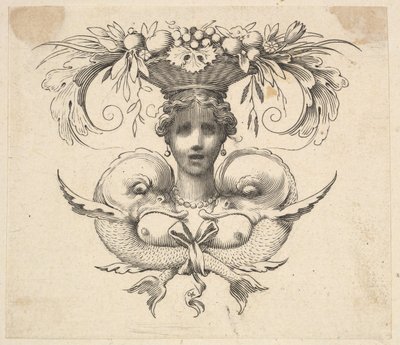 Ocasní část: Womans Head Cul-de-lampe: Busta ženy. od Claude Mellan