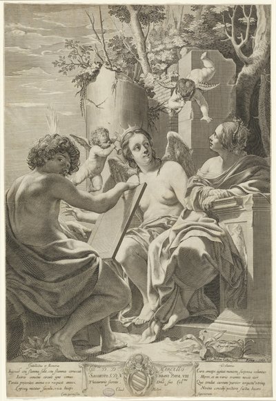 Alegorie intelektu, paměti a vůle od Claude Mellan after Simon Vouet