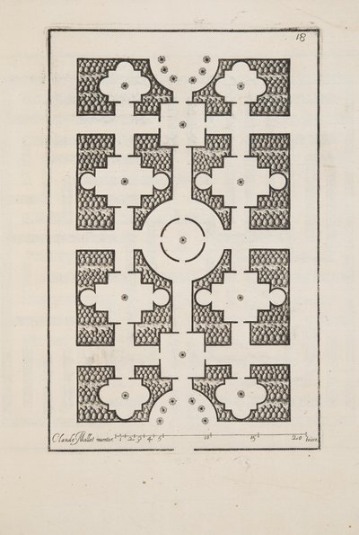 Design for Parterre, from Theater des Plans et Jardinages, pub. 1652 (rytina) od Claude Mollet