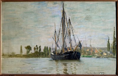 Chasse maree (Chasse-Maree) na kotvě u Rouenu, Malba Clauda Moneta (1840-1926) 1871 Sun. 0,48x0,75 m Paříž, musee d
