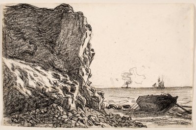 Cliffs and Sea, Sainte-Adresse, n. 1864 (musta liitu norsunluupaperille) od Claude Monet