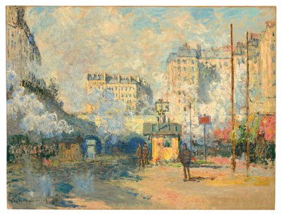 Exteriér stanice Saint-Lazare, sluneční efekt, 1877 od Claude Monet