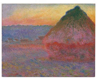 Kupky sena, růžové a modré dojmy, 1891 od Claude Monet