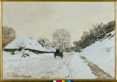 Vozík. Zasněžená silnice v Honfleuru od Claude Monet