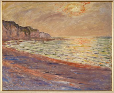 Pláž Pourville, zapadající slunce od Claude Monet