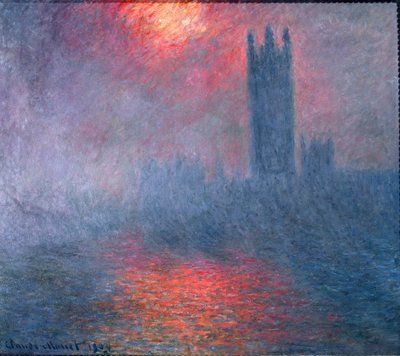 Londýn, parlament, slunce v mlze od Claude Monet