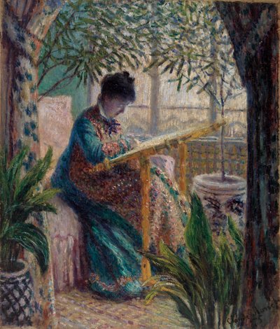 Vyšívání Madame Monet (Camille u řemesla) od Claude Monet