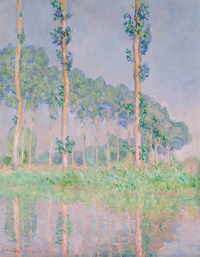 Topoly, růžový efekt od Claude Monet