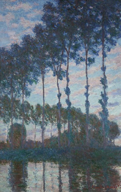 Topoly na březích Epte, večerní efekt, 1891 od Claude Monet