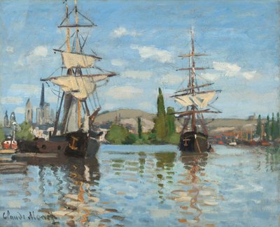 Lodě jedoucí po Seině v Rouenu, 18721873. od Claude Monet