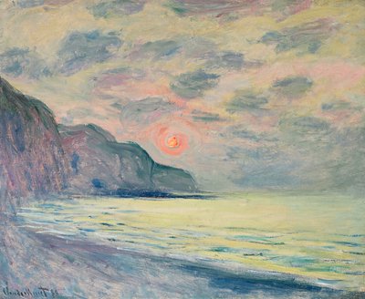 Západ slunce, mlhavé počasí, Pourville od Claude Monet