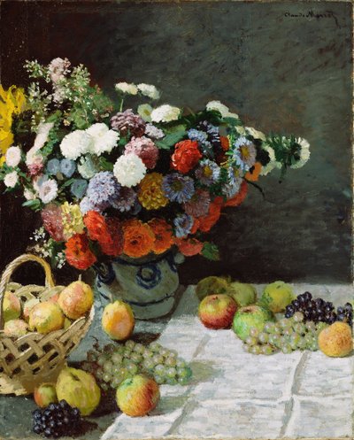 Zátiší s květinami a ovocem, 1869 od Claude Monet