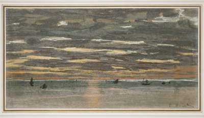 Západ slunce na moři, 1865-1870 (pastel na lesklém papíře) od Claude Monet